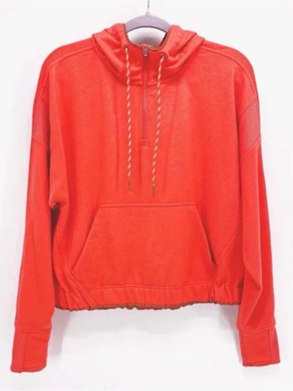 ATHLETA ~ Oversized XS ~ Passionfruit ASCEND WARM UP 1/4 Zip Hoodie Sweatshirt